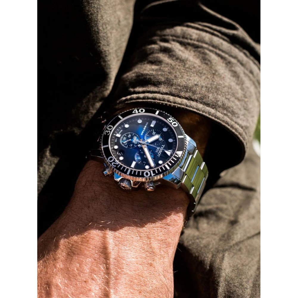TISSOT T-Sport Seastar 1000 Ρολόι Ανδρικό Ασημί Ανοξείδωτο Ατσάλι μπρασελέ T1204171104101