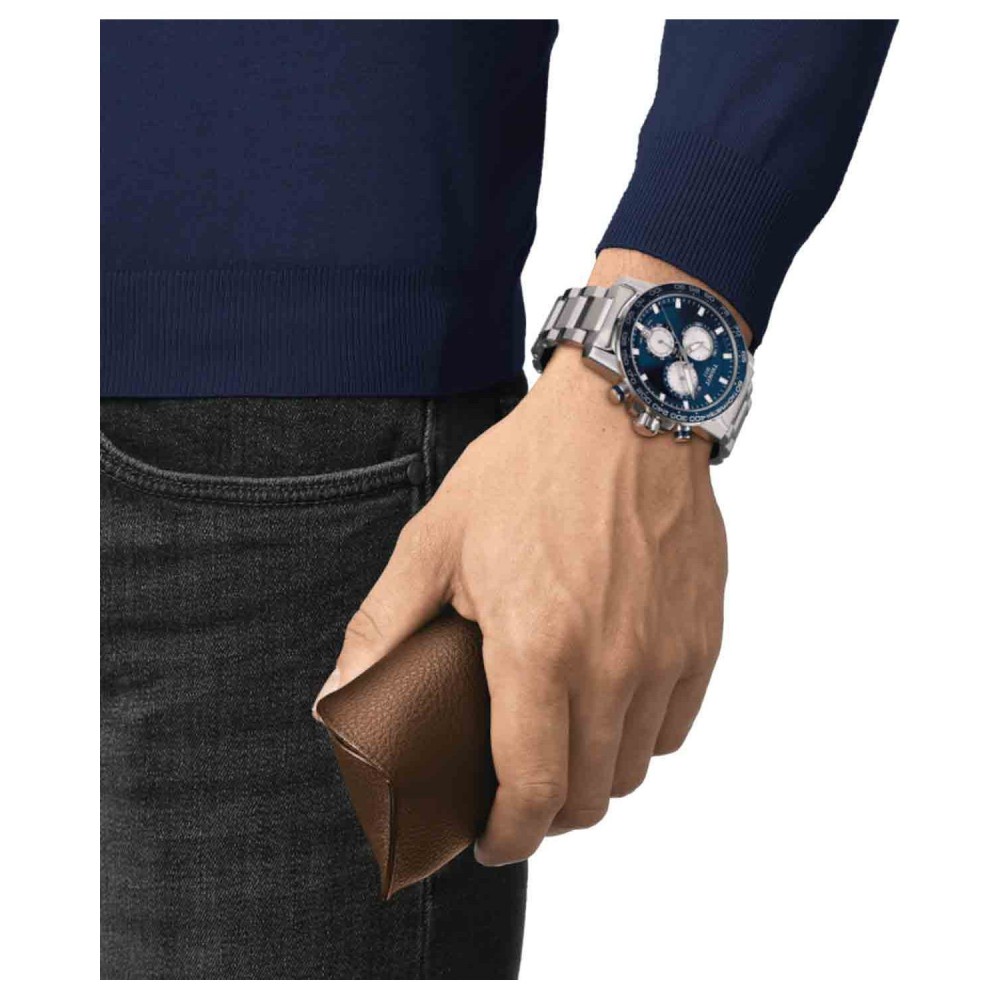 TISSOT T-Sport Superport Chrono Ρολόι Ανδρικό Ασημί Ανοξείδωτο Ατσάλι μπρασελέ T1256171104100