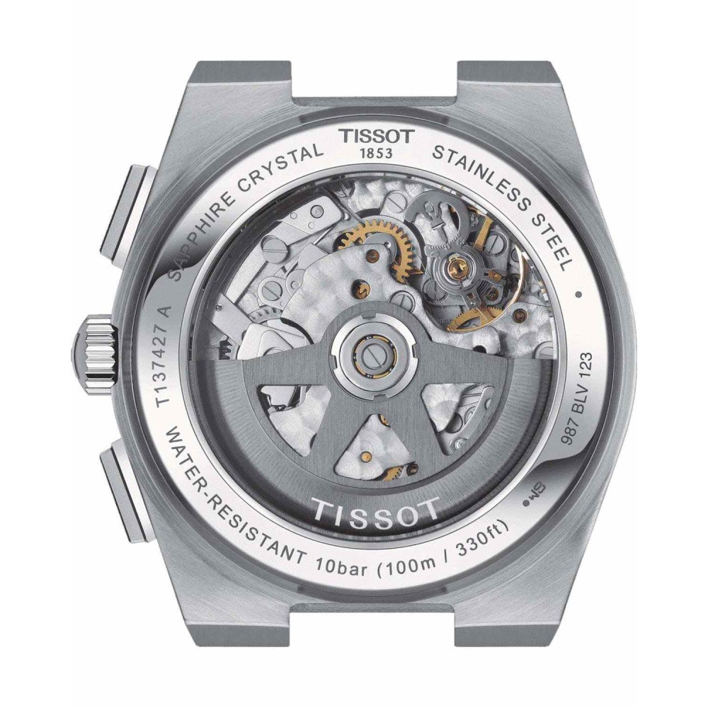 TISSOT T-Classic PRX 42mm Powermatic 80 Χρονογράφος Ρολόι Ασημί Ανοξείδωτο Ατσάλι μπρασελέ T1374271101100
