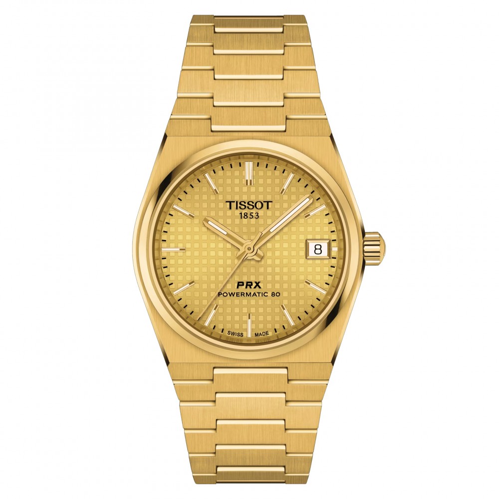 TISSOT T-Classic PRX Powermatic 80 35mm Ρολόι Επιχρυσωμένο Ανοξείδωτο Ατσάλι μπρασελέ T1372073302100