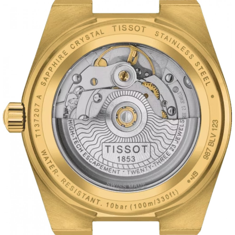 TISSOT T-Classic PRX Powermatic 80 35mm Ρολόι Επιχρυσωμένο Ανοξείδωτο Ατσάλι μπρασελέ T1372073302100