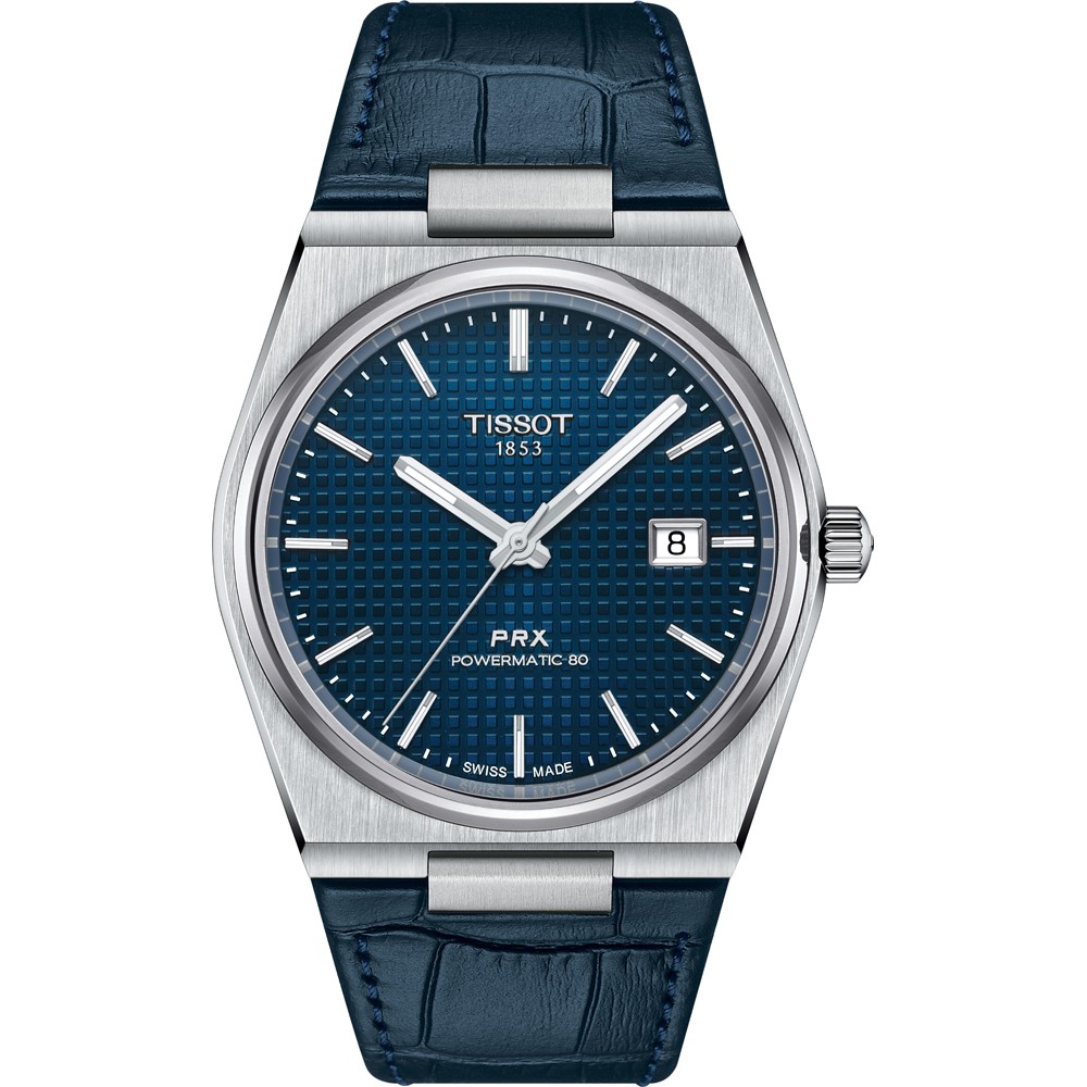 TISSOT T-Classic PRX 40mm Powermatic 80 Ρολόι Ανδρικό Μπλε Δερμάτινο λουράκι T1374071604100
