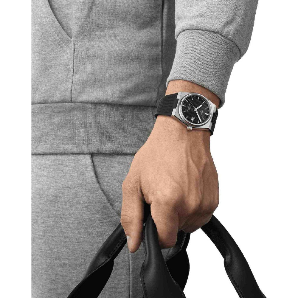 TISSOT T-Classic PRX 40mm Powermatic 80 Ρολόι Ανδρικό Μαύρο Καουτσούκ λουράκι T1374071705100