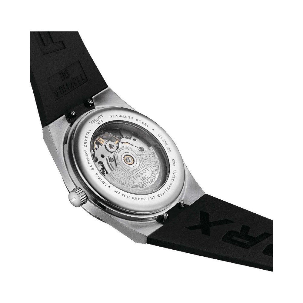 TISSOT T-Classic PRX 40mm Powermatic 80 Ρολόι Ανδρικό Μαύρο Καουτσούκ λουράκι T1374071705100