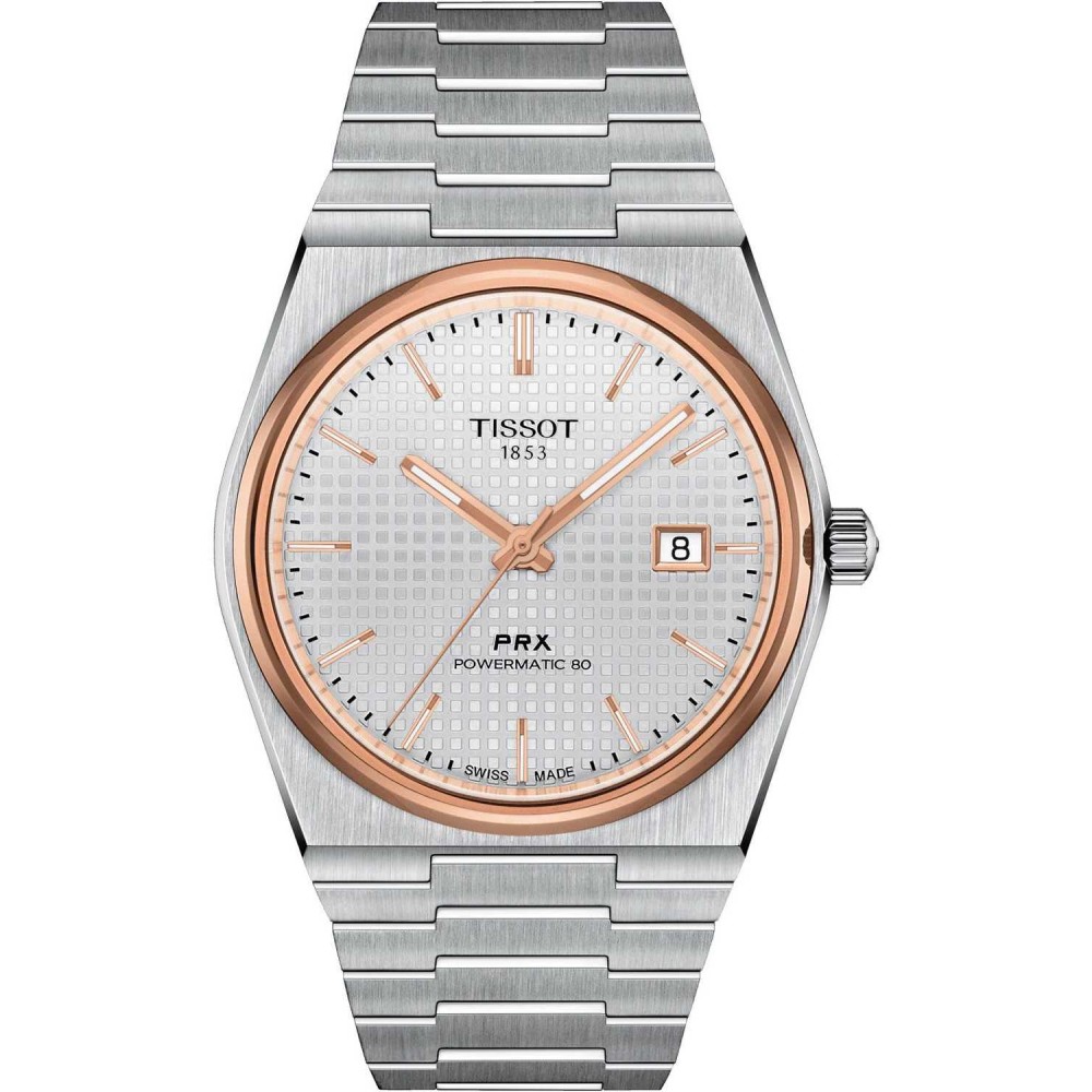 TISSOT T-Classic PRX 40mm Powermatic 80 Ρολόι Ασημί Ανοξείδωτο Ατσάλι μπρασελέ T1374072103100