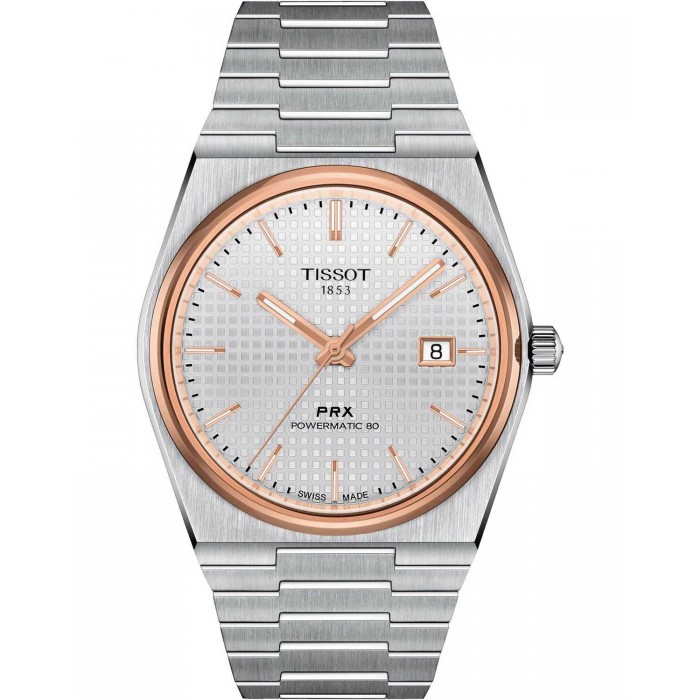 TISSOT T-Classic PRX 40mm Powermatic 80 Ρολόι Ασημί Ανοξείδωτο Ατσάλι μπρασελέ T1374072103100
