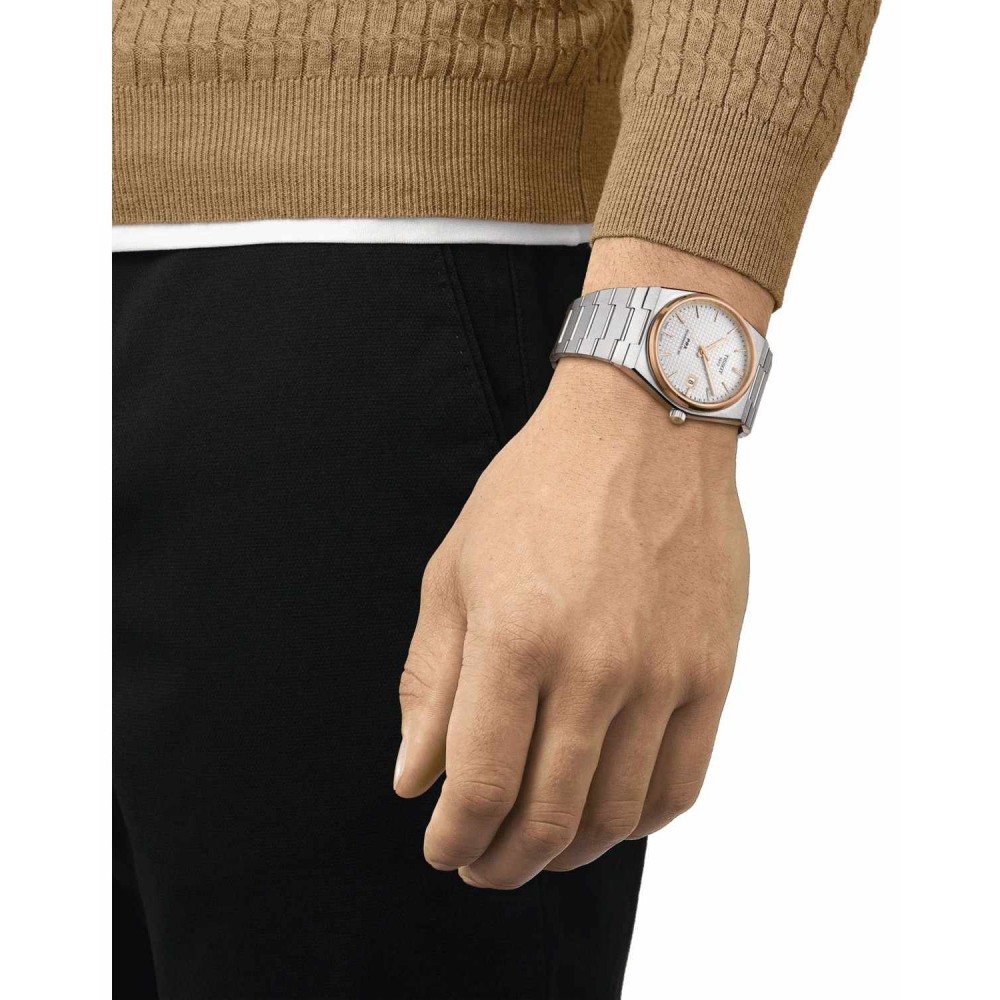TISSOT T-Classic PRX 40mm Powermatic 80 Ρολόι Ασημί Ανοξείδωτο Ατσάλι μπρασελέ T1374072103100