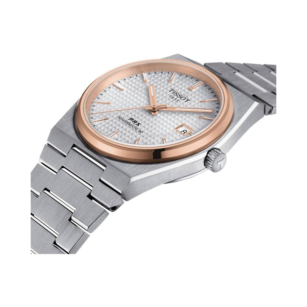 TISSOT T-Classic PRX 40mm Powermatic 80 Ρολόι Ασημί Ανοξείδωτο Ατσάλι μπρασελέ T1374072103100