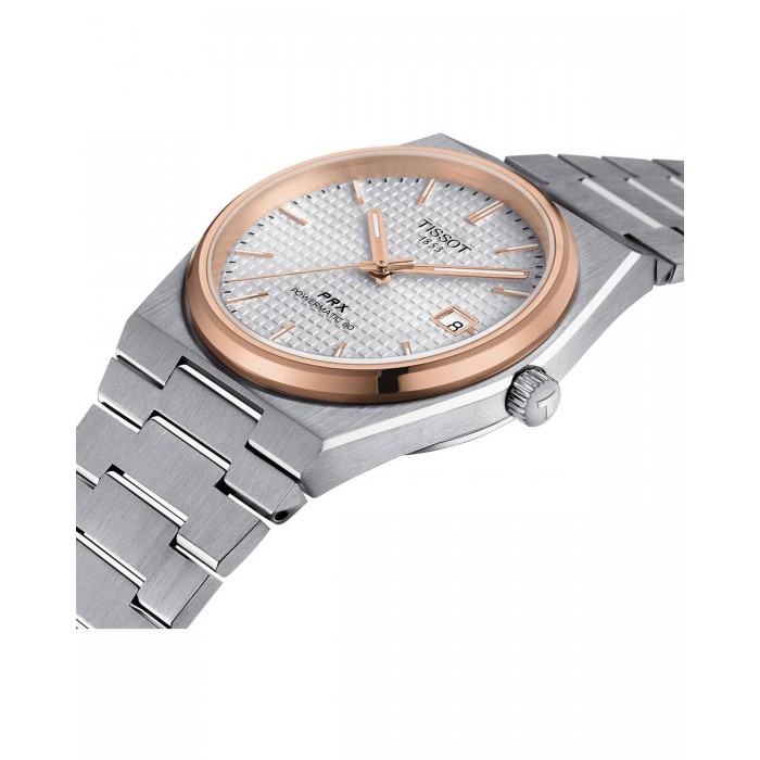 TISSOT T-Classic PRX 40mm Powermatic 80 Ρολόι Ασημί Ανοξείδωτο Ατσάλι μπρασελέ T1374072103100
