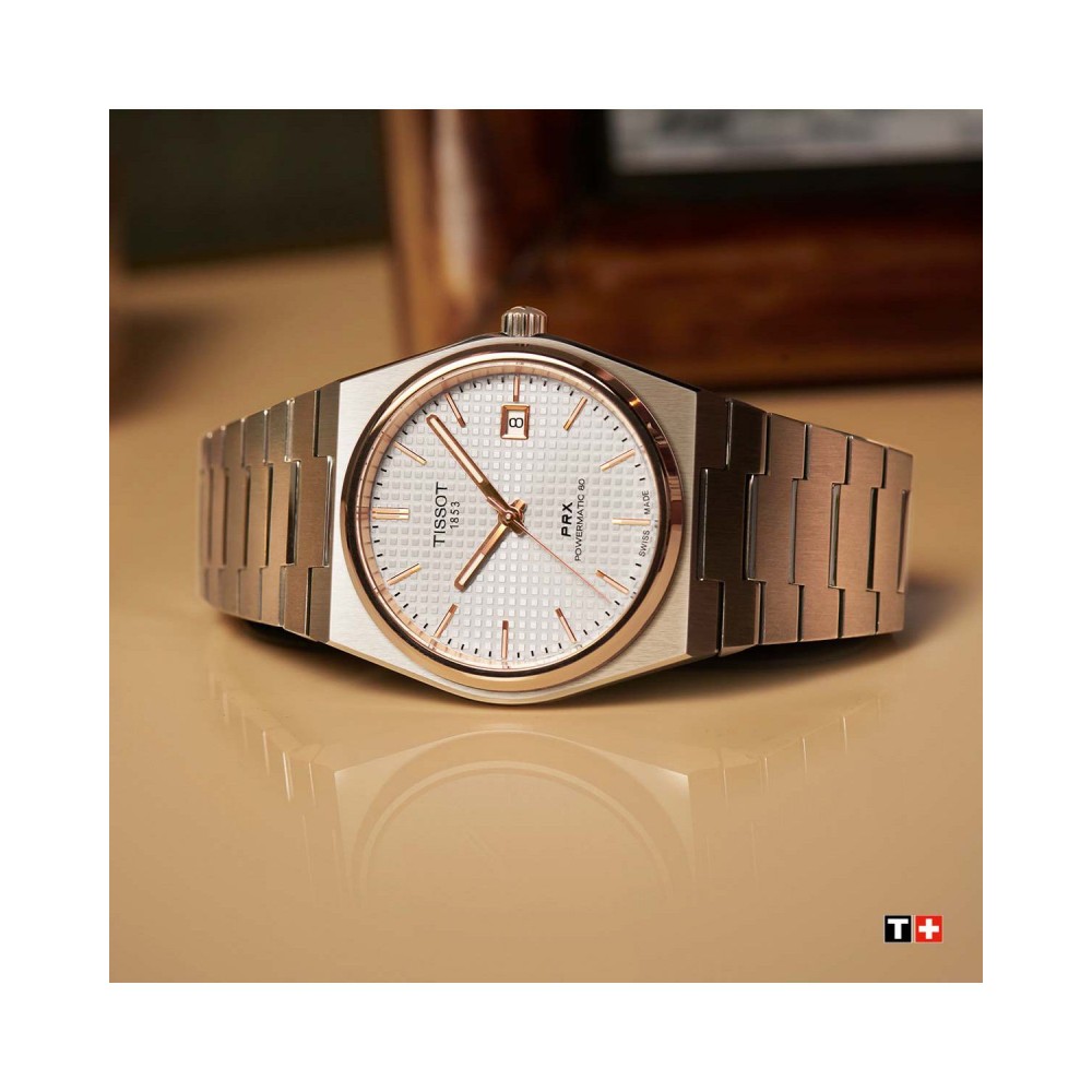TISSOT T-Classic PRX 40mm Powermatic 80 Ρολόι Ασημί Ανοξείδωτο Ατσάλι μπρασελέ T1374072103100