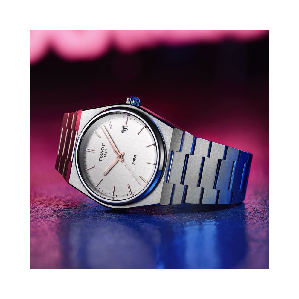 TISSOT T-Classic PRX 40mm Ρολόι Ασημί Ανοξείδωτο Ατσάλι μπρασελέ T1374101103100
