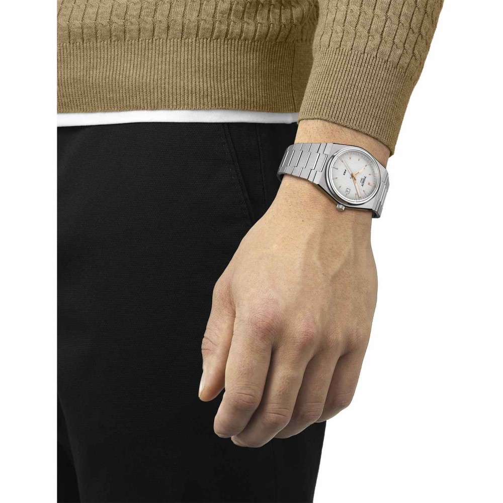 TISSOT T-Classic PRX 40mm Ρολόι Ασημί Ανοξείδωτο Ατσάλι μπρασελέ T1374101103100