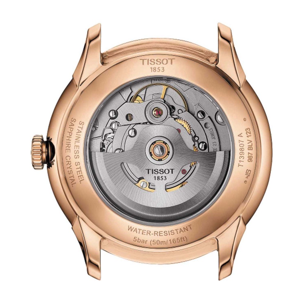 TISSOT T-Classic Chemin Des Tourelles Automatic Ρολόι Καφέ Δερμάτινο λουράκι T1398073603100