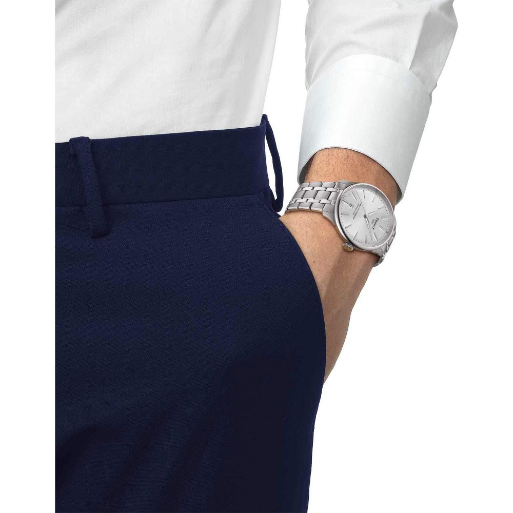 TISSOT T-Classic Chemin Des Tourelles Automatic Ρολόι Ασημί Ανοξείδωτο Ατσάλι μπρασελέ T1398071103100