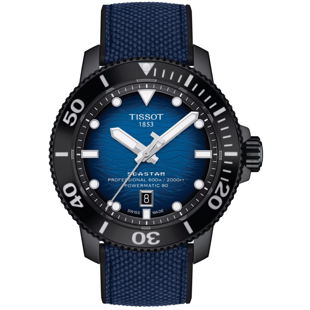 TISSOT T-Sport Seastar 2000 Professional Powermatic 80 Ρολόι Ανδρικό Μπλε Υφασμάτινο λουράκι T1206073704100