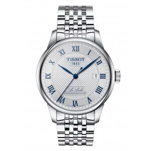 TISSOT T-Classic Le Locle 20TH Anniversary Powermatic 80 Men's Silver Stainless Steel bracelet + Blue Leather Strap T0064071103303