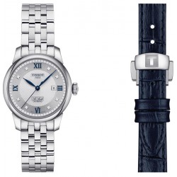 TISSOT T-Classic Le Locle 20TH Anniversary Automatic Women's Silver Stainless Steel bracelet + Blue leather strap T0062071103601