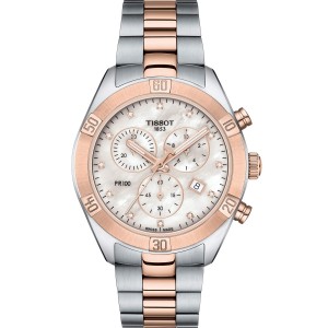 TISSOT T-Classic PR100 Diamonds Sport Chic Χρονογράφος Ρολόι Ασημί/Ροζ Επιχρυσωμένο Ανοξείδωτο Ατσάλι μπρασελέ T1019172211600