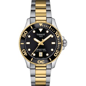 TISSOT T-Sport Seastar 1000 Ρολόι Unisex Ασημί/Επιχρυσωμένο Ανοξείδωτο Ατσάλι μπρασελέ T1202102205100