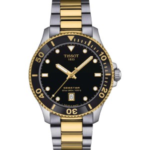 TISSOT T-Sport Seastar 1000 Ρολόι Unisex  Ασημί/Επιχρυσωμένο Ανοξείδωτο Ατσάλι μπρασελέ T1204102205100