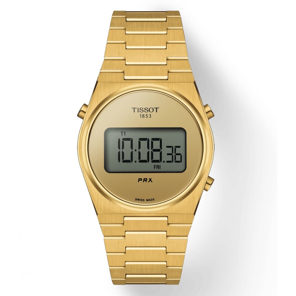 TISSOT PRX DIGITAL 35 MM Ρολόι Επιχρυσωμένο Ανοξείδωτο Ατσάλι μπρασελέ T1372633302000