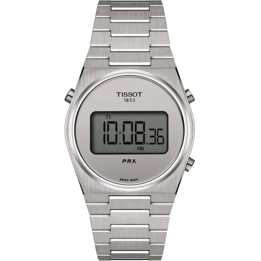 TISSOT PRX DIGITAL 35 MM Ρολόι Ασημί Ανοξείδωτο Ατσάλι μπρασελέ T1372631103000