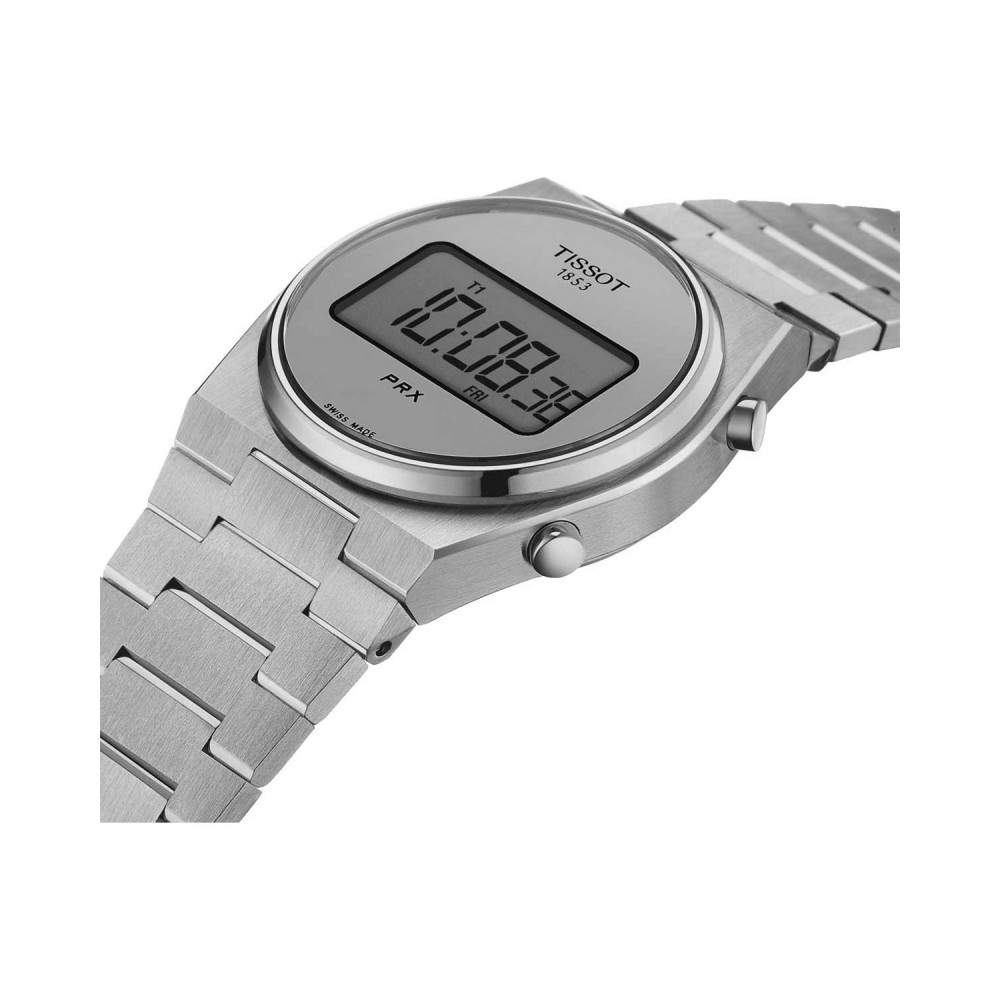 TISSOT PRX DIGITAL 35 MM Ρολόι Ασημί Ανοξείδωτο Ατσάλι μπρασελέ T1372631103000