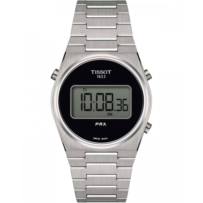 TISSOT PRX DIGITAL 35 MM Ρολόι Ασημί Ανοξείδωτο Ατσάλι μπρασελέ T1372631105000