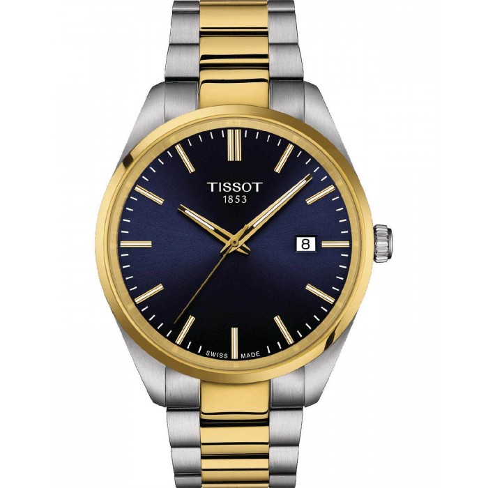 TISSOT T-Classic PR 100 Ρολόι Ανδρικό Ασημί/Επιχρυσωμένο Ανοξείδωτο Ατσάλι μπρασελέ T1504102204100