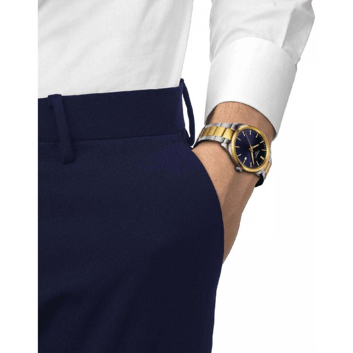 TISSOT T-Classic PR 100 Ρολόι Ανδρικό Ασημί/Επιχρυσωμένο Ανοξείδωτο Ατσάλι μπρασελέ T1504102204100