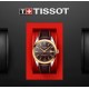 TISSOT T-Classic Gentleman Powermatic 80 Solid 18k Gold Bezel Ρολόι Καφέ Δερμάτινο Λουράκι T9274074629101
