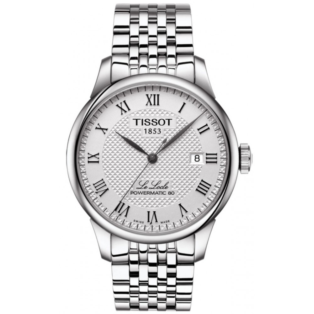 TISSOT T-Classic Le Locle Powermatic 80 Ρολόι Ανδρικό Ασημί Ανοξείδωτο Ατσάλι μπρασελέ T0064071103300