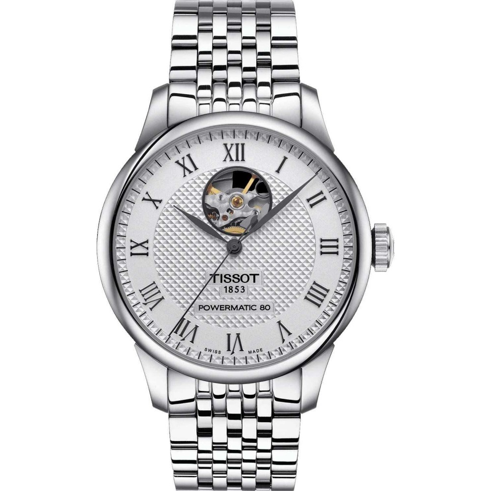 TISSOT T-Classic Le Locle Powermatic 80 Openheart Ρολόι Ανδρικό Ασημί Ανοξείδωτο Ατσάλι μπρασελέ T0064071103302