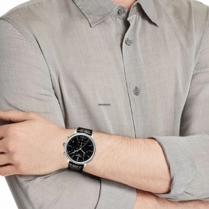 TISSOT T-Classic Carson Chronograph Ρολόι Ανδρικό Μαύρο Δερμάτινο Λουράκι T1224171605100