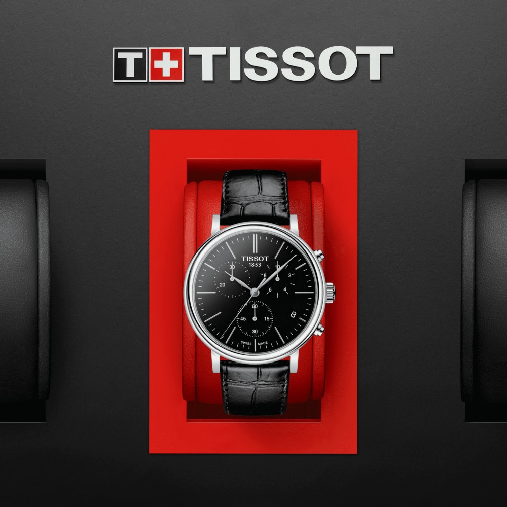 TISSOT T-Classic Carson Chronograph Ρολόι Ανδρικό Μαύρο Δερμάτινο Λουράκι T1224171605100