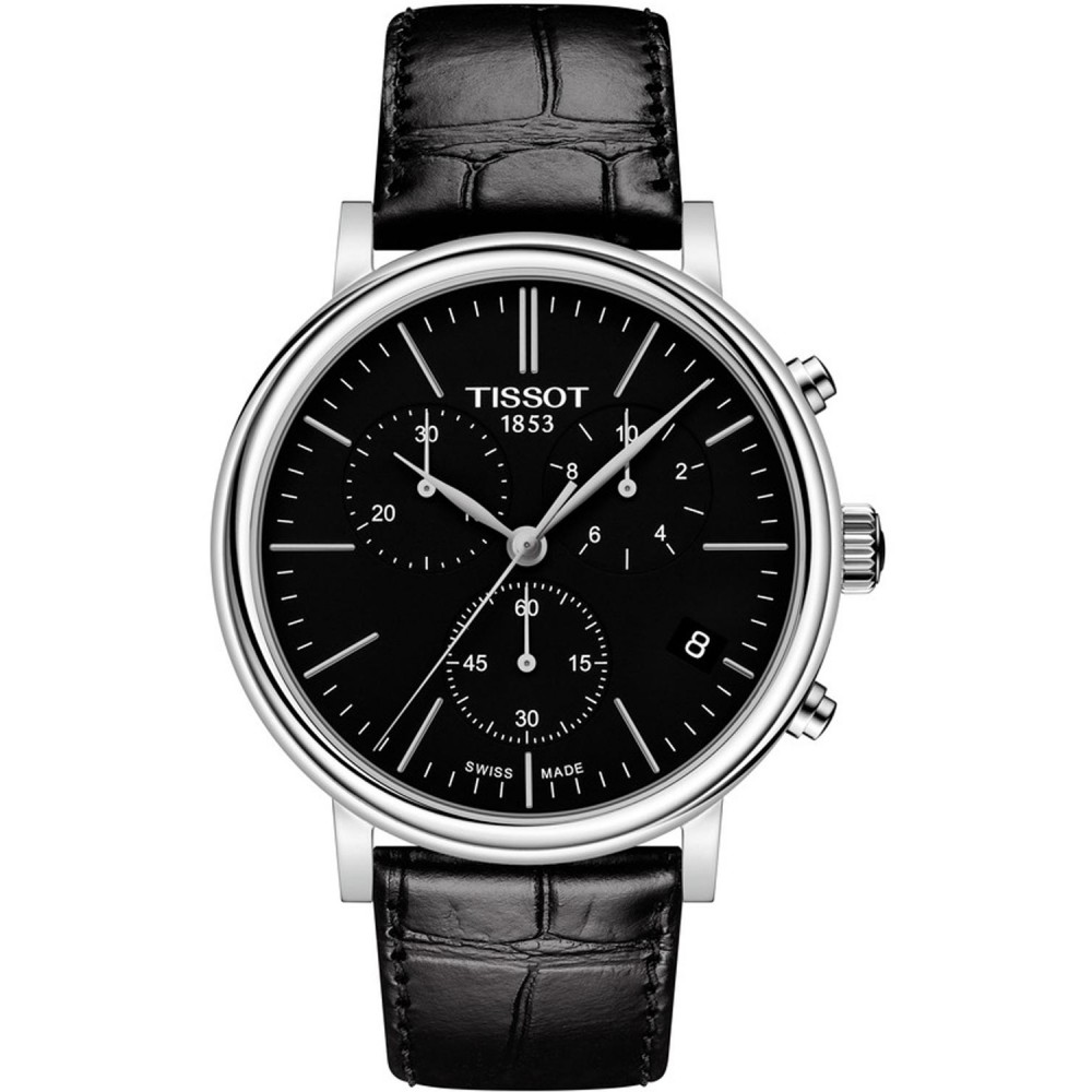 TISSOT T-Classic Carson Chronograph Ρολόι Ανδρικό Μαύρο Δερμάτινο Λουράκι T1224171605100