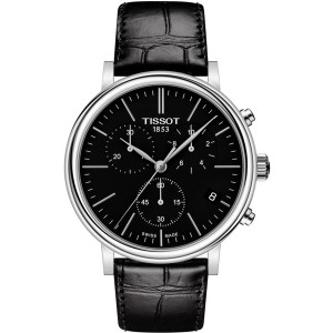 TISSOT T-Classic Carson Chronograph Ρολόι Ανδρικό Μαύρο Δερμάτινο Λουράκι T1224171605100