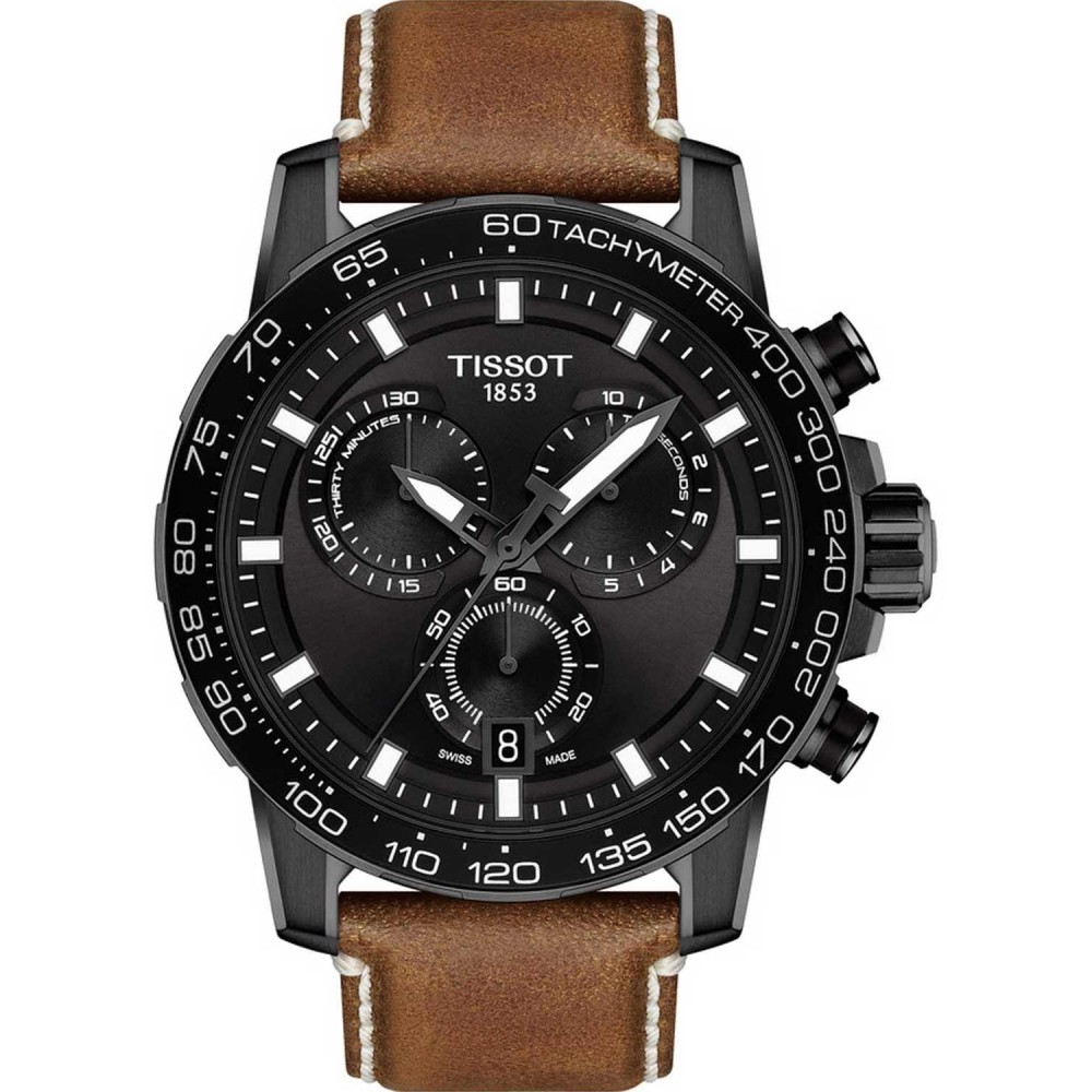 TISSOT T-Sport Superport Χρονογράφος Ρολόι Ανδρικό Καφέ Δερμάτινο Λουράκι T1256173605101