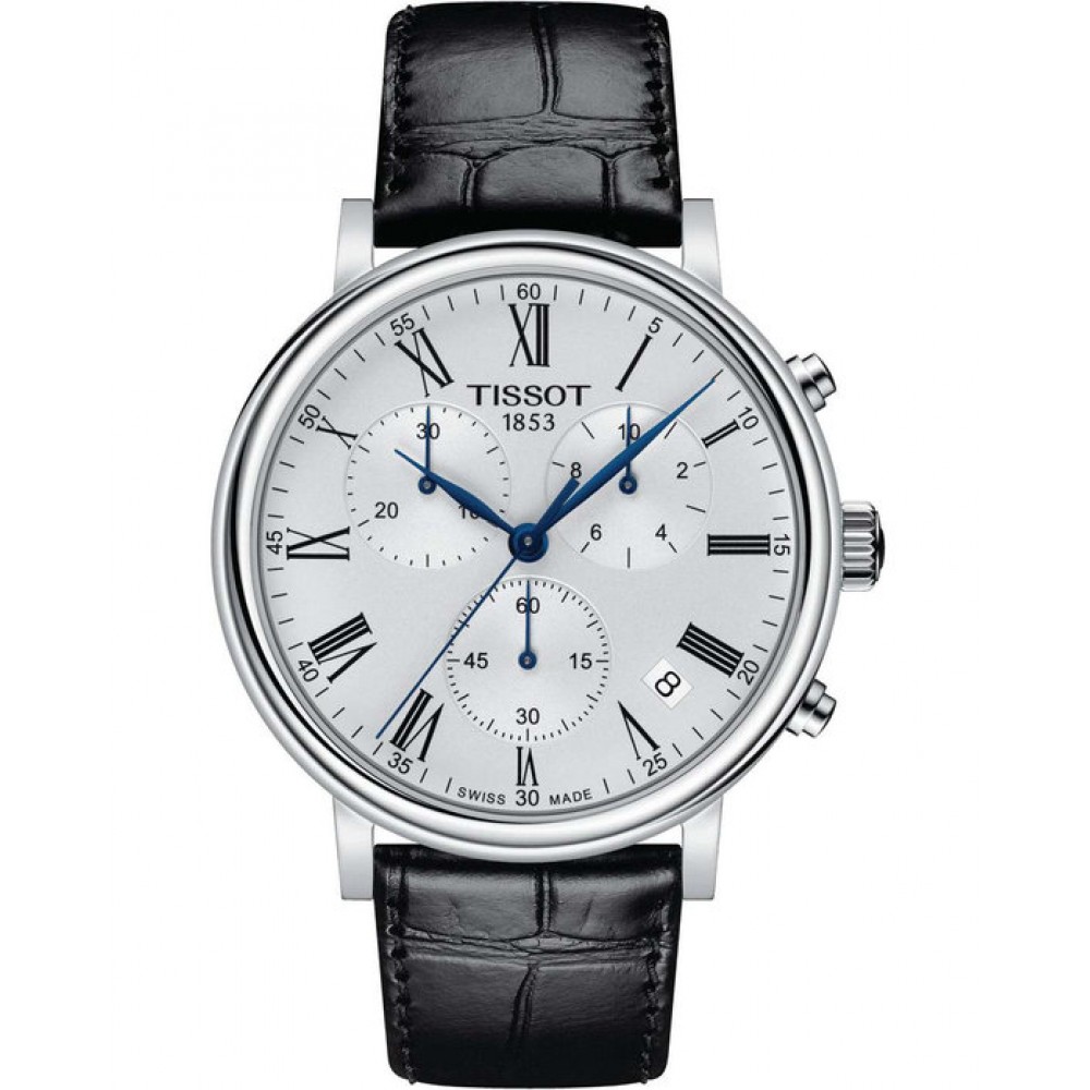 TISSOT T-Classic Carson Chronograph Ρολόι Ανδρικό Μαύρο Δερμάτινο Λουράκι T1224171603300