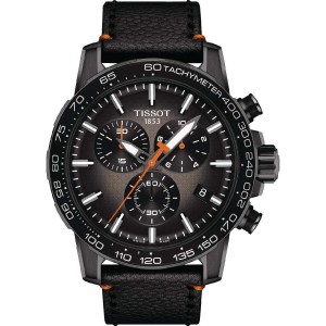 TISSOT T-Sport Supersport Chronograph Ρολόι Ανδρικό Μαύρο Δερμάτινο Λουράκι T1256173608100