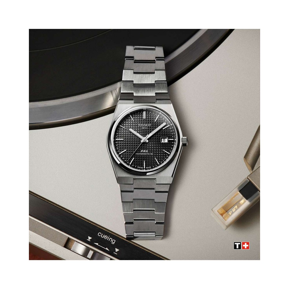 TISSOT T-Classic PRX 40 205 Powermatic 80 Ρολόι Ανδρικό Ασημί Ανοξείδωτο Ατσάλι μπρασελέ T1374071105100