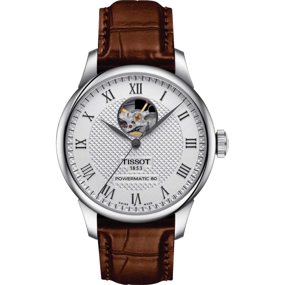 TISSOT T-Classic Le Locle Powermatic 80 Openheart Ρολόι Ανδρικό Καφέ Δερμάτινο Λουράκι T0064071603301