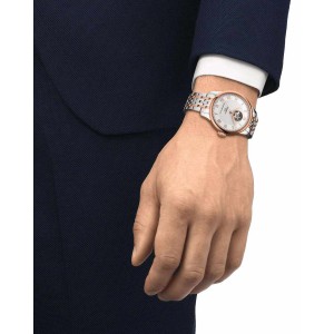 TISSOT T-Classic Le Locle Powermatic 80 Openheart Ρολόι Ανδρικό Ασημί/Ροζ Επιχρυσωμένο Ανοξείδωτο Ατσάλι μπρασελέ T0064072203302