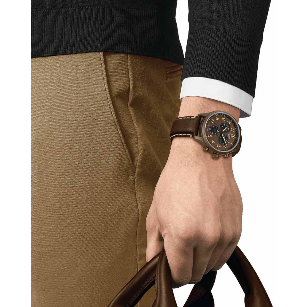 TISSOT T-Sport Chrono XL Classic Ρολόι Ανδρικό Καφέ Δερμάτινο Λουράκι T1166173609200