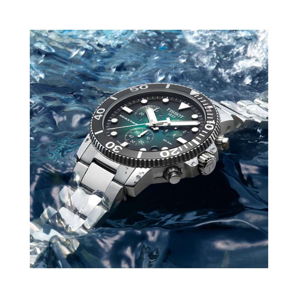 TISSOT T-Sport Seastar1000 Ρολόι Ανδρικό Ασημί Ανοξείδωτο Ατσάλι μπρασελέ T1204171109101
