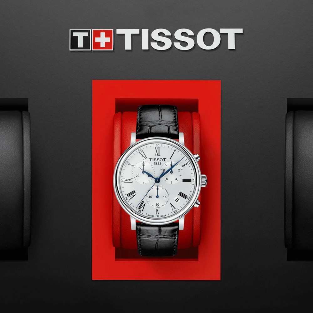 TISSOT T-Classic Carson Chronograph Ρολόι Ανδρικό Μαύρο Δερμάτινο Λουράκι T1224171603300