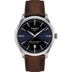 TISSOT T-Classic Chemin Des Tourelles Automatic Ρολόι Καφέ Δερμάτινο λουράκι T1398071604100