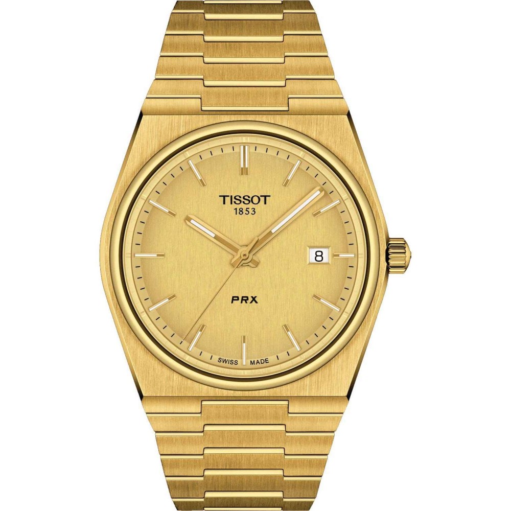 TISSOT T-Classic PRX 40mm Ρολόι Ανδρικό Επιχρυσωμένο Ανοξείδωτο Ατσάλι μπρασελέ T1374103302100