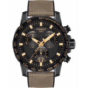 TISSOT T-Sport Superport Χρονογράφος Ρολόι Ανδρικό Καφέ Υφασμάτινο Λουράκι T1256173705101