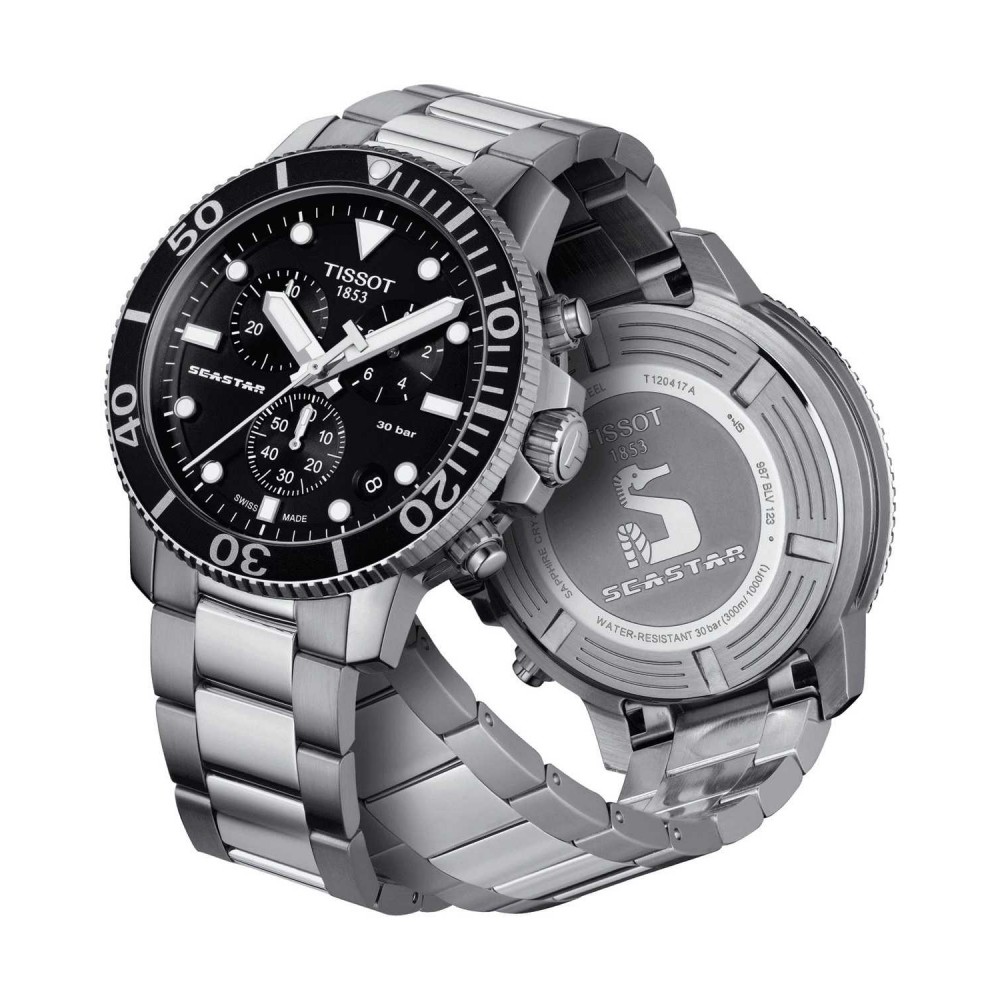 TISSOT T-Sport Seastar 1000 Ρολόι Ανδρικό Ασημί Ανοξείδωτο Ατσάλι μπρασελέ T1204171105100